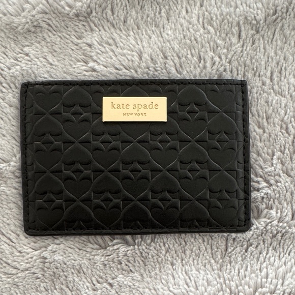 Kate Spade Black Heart-Patterned Card Holder - Picture 1 of 3